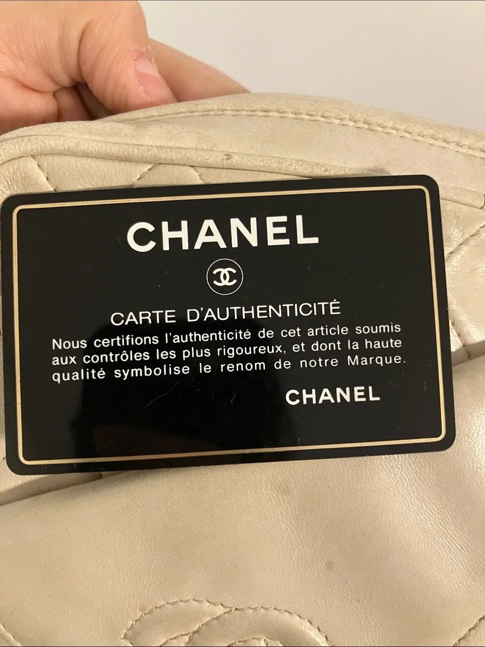 CHANEL Vintage Cream Quilted Leather Shoulder Camera Bag with Tassel